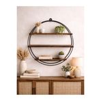 Kitchen Line ELEGANT WOOD 3 Katlı Metal Ahşap Çok Amaçlı Dekoratif Duvar Rafı Şık Tasarım