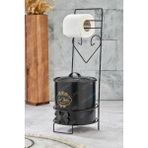 Kitchen Line Ferforje Standlı Çöp Kovalı Tuvalet Kağıtlığı Wc Lik Siyah