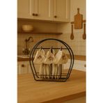 Kitchen Line FİNCAN TAKIMI STANDI , KAHVE FİNCAN ASKISI TABAKLI TEZGAH ÜSTÜ SİYAH RENK