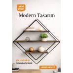 Kitchen Line Luxury Wood 3 Katlı Metal Ahşap Çok Amaçlı Dekoratif Duvar Rafı 56X12cm