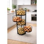 Kitchen Line Royal Tower 5 Katlı Metal Sebzelik – Tel Sepet Organizer (Siyah)