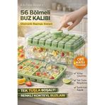 Kitchen Live Yeni Nesil Basmalı Çift Buz Kalıbı Buzluk – Kapaklı Saklama Kutulu 28+28 56 Bölmeli Kokteyl Sunum