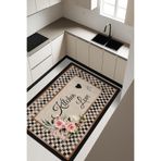 Kitchen Love Desenli Dijital Baskı Kaymaz Taban Mutfak Halısı H0031
