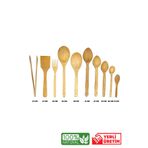 Kitchen Mania 10 Parça Yağlı Kayın Ahşap Kaşık -Tahta kaşık Spatula Servis Kepçe Maşa- Seti