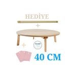 Kitchen Mania 40 Cm Ahşap Mdf Katlanabilir Yer Sofrası-oklava Ve Hamur Kesici Hediyeli-hamur Açma