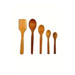 Kitchen Mania 5 Parça Yağlı Kayın Ahşap Kaşık Tahta Spatula Servis Seti