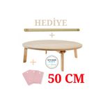 Kitchen Mania 50 Cm Ahşap Mdf Katlanabilir Yer Sofrası-oklava Ve Hamur Kesici Hediyeli-hamur Açma