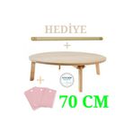Kitchen Mania 70 Cm Ahşap Mdf Katlanabilir Yer Sofrası-oklava Ve Hamur Kesici Hediyeli-hamur Açma