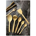 Kitchen Mania 8 Parça Pro Kayın Ahşap Kaşık Seti-Tahta Spatula Servis Kepçe Ağaç Çatal Maşa Set