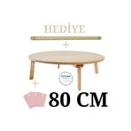 Kitchen Mania 80 Cm Ahşap Mdf Katlanabilir Yer Sofrası-oklava Ve Hamur Kesici Hediyeli-hamur Açma