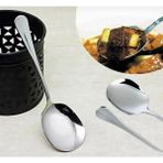 Kitchen Pembelia 2 Adet Pratik 21 cm Paslanmaz Çelik Lüx Servis Salata Kaşığı Spatuka/çelik Yemek Servis Kaşığı - Gri