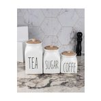 Kitchen Pembelia 3’lü Beyaz Porselen Sugar Tea Coffe Saklama Kavanoz Seti(Çay Şeker Kahve ) Kavanoz Seti