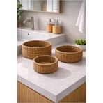 Kitchen Pembelia 3’lü Yuvarlak Hasır Çok Amaçlı Banyo Mmutfak Makyaj Aksesuar Organizeri,çok Amaçlı Düzenleyici