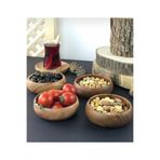 Kitchen Pembelia 4’lü Doğal Koyu Renk Ahşap Çerezlik Reçel Sunum Kase