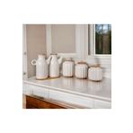 Kitchen Pembelia 6 Parça Bambu Standlı 2’li 1000 ml Yağdanlık Ve 3’lü Porselen Çay Şeker Tuz Kahve Kavanoz Seti