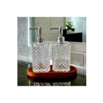 Kitchen Pembelia Ahşap Standlı 2’li Cam 500 ml Gri Başlıklı Sıvı Sabun Bulaşık Deterjan Şişesi Sabunluk Set