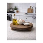 Kitchen Pembelia Akasya Top Ayaklı Yuvarlak Stand Yağdanlık Altlığı Makyaj Organizeri Çok Amaçlı Sunum Tepsisi