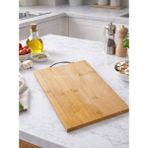 Kitchen Pembelia Orjinal Bambu Büyük Boy Metal Tutmalı Kesme Tahtası