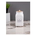 Kitchen Pembelia Porselen 1000 ml Şeker Kavanozu Bambu Vakumlu Kapaklı