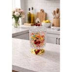 Kitchen Smile Kiraz Figürlü Gold Ayaklı Cam Şekerlik