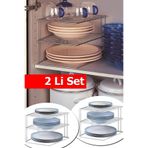 Kitchen Store 2 Adet Tabaklık 3 Katlı Dolap Içi Tabak Düzenleyici Raf krom