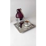 Kitchen Store 6'lı Lüx Kare Paslanmaz Çelik Gümüş Renk 21x21cm Kahve Servis Sunum Tepsisi&tabağı