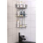 Kitchen Store Yapışkanlı & 2 Lif Kancalı Banyo Düzenleyici – Metal Şampuanlık Duş Rafı | Modern Köşe krom