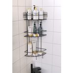 Kitchen Store Yapışkanlı & 2 Lif Kancalı Banyo Düzenleyici – Metal Şampuanlık Duş Rafı | Modern Köşe Organizasyonu