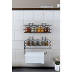 Kitchen Store Yapışkanlı 2'li Metal Baharatlık ve Kağıt Havluluk Seti – Mutfak Rafı, Duvar Tipi, Delmeden Montaj