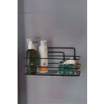 Kitchen Store Yapışkanlı Banyo Düzenleyici Şampuanlık Duş Rafı Mat Siyah Tek Katlı Organizer