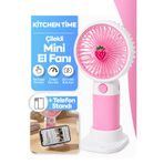 Kitchen Time ÇİLEK Tasarım 3 Kademeli Sessiz Mini El Masa Fan Vantilatör Turbo Üfleme Kademe Taşınabilir Fan