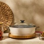 Kitchen Toscana Chef Basık Tencere - Beyaz / Gri - 26 Cm