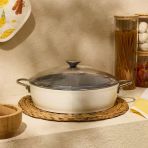 Kitchen Toscana Chef Basık Tencere - Beyaz / Gri - 30 Cm