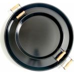 Kitchen Trend 2 Li 51 cm ve 37 cm Ahşap Kulplu Metal Yuvarlak Siyah Tepsi Sunum Tepsi, Kahvaltı Tepsisi