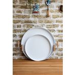 kitchen trend 2'li Ahşap Kulplu 45 Cm Beyaz Tepsi Ve 37 Cm Beyaz Tepsi Çay Kahve Sunum Tepsisi