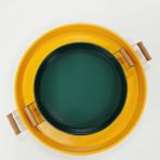 Kitchen Trend 51 cm Sarı 37 cm Yeşil 2 Li Metal Yuvarlak Tepsi Sunum Tepsisi Çay Kahve Tepsisi - Sarı - Yeşil