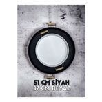 kitchen trend 51 Cm Siyah 37 Cm Beyaz 2 Li Metal Yuvarlak Tepsi Sunum Tepsisi Çay Kahve Tepsisi