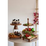 kitchen trend Justwood 4lü 2 Katlı Kek Standı, 25 Cm Pastalık, 25 Cm Risus, 17x25 Risus Küçük Boy Ahşap Çeyiz Seti