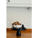 kitchen trend Justwood Lucca Siyah 29 Cm Ahşap 12 Cm Ayaklı Yuvarlak Pasta Sunum Servis Tabağı