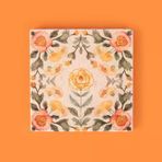 Kitchen Turuncu Çiçekli Taş Bardak Altlığı - Renkli - 10X10 Cm
