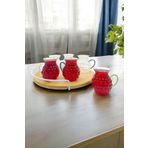 Kitchen Way Renkli Kulplu Cam Üzüm 175ML Keyfi Ala İnci 6 Lı Boncuk Desenli Borosilikat Bardak Seti KW-635