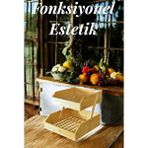 kitchenboost Bambu 2 katlı meyvelik - bambu katlı sunumluk