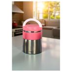 kitchenboost Tohana kulplu çelik sefer tası - yemek termosu saklama kabı 2 katlı pembe