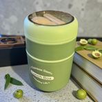 Kitchenboost Tohana kulplu çelik sefer tası - yemek termosu saklama kabı 2 katlı yeşil 710 ml. 304 çelik