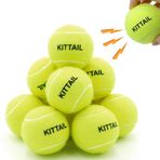 KITTAIL Köpekler için 12 Adet Gıcırtılı Tenis Topları - 6,6 cm İnteraktif Köpek Oyuncakları - Güvenli, Dayanıklı, Küçük Orta Büyük Köpekler Eğitimi Oynama için, 1 Yeniden Kullanılabilir Taşıma Çantası ile