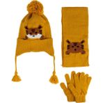 Kitti 4-8 Yaş Erkek Içi Polarlı Atkı Bere Eldiven 3'lü Takım - Sarı - 4 - 8 Yaş