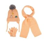 Kitti Bebe Kız Atkı Bere Eldiven Takım (1-4 Yaş) K24160-03 Şeftali
