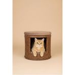 Kittyhome El Işçiliği Premium Rattan Kedi Evi Ve Puf (Kahve)