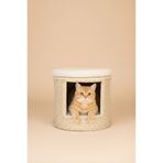 Kittyhome El Işçiliği Premium Rattan Kedi Evi Ve Puf (Krem)