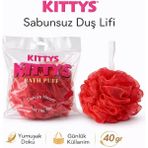 KITTYS Sabunsuz Duş Lifi 40GR Yumuşak ve Dayanıklı Banyo Lifi, Duş Jeli ile Kullanım - KIRMIZI